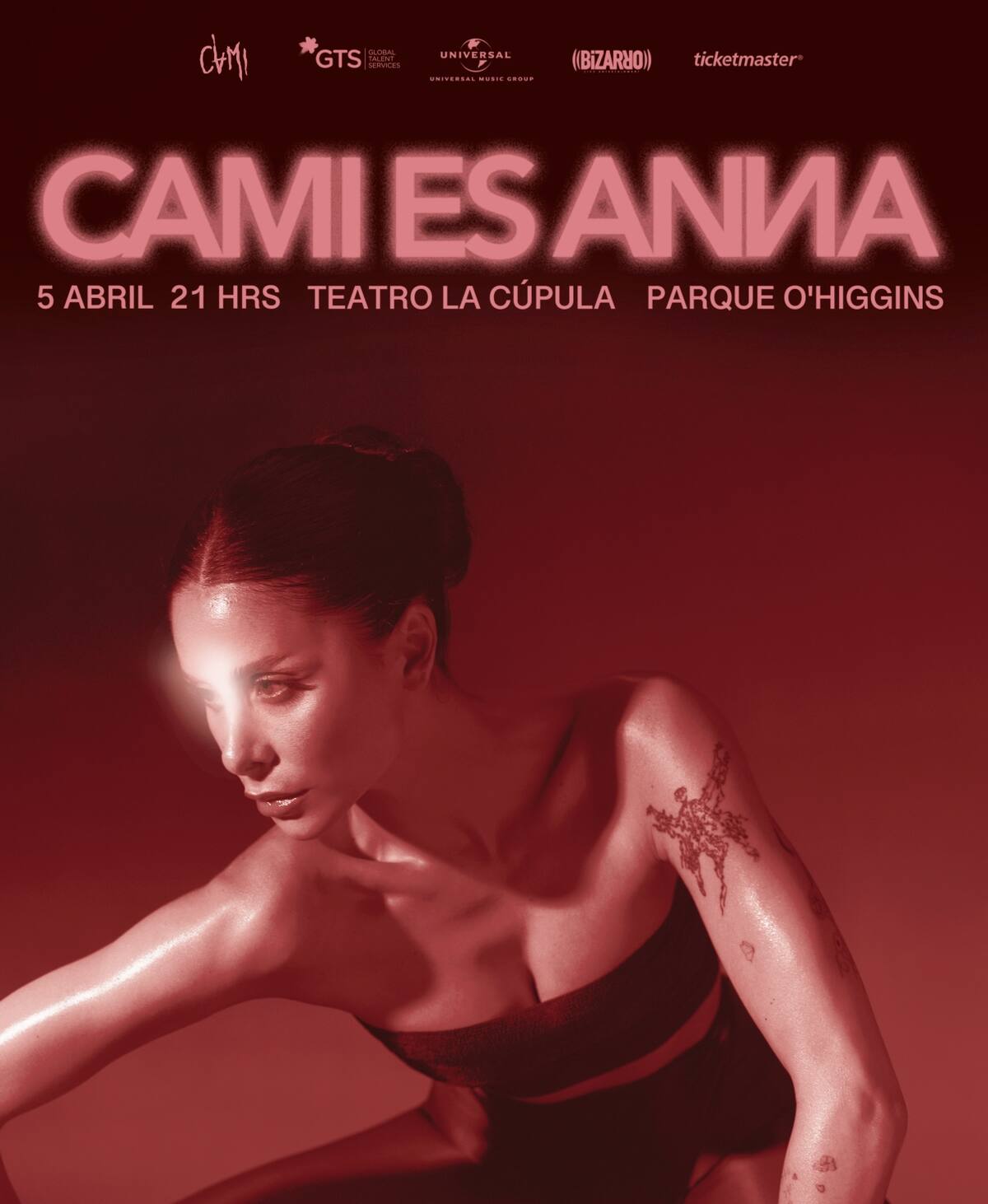 Afiche del concierto de Cami en Santiago.