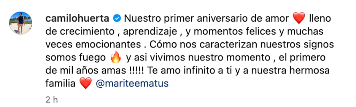 celebró un año de matrimonio.