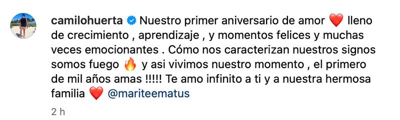 celebró un año de matrimonio.