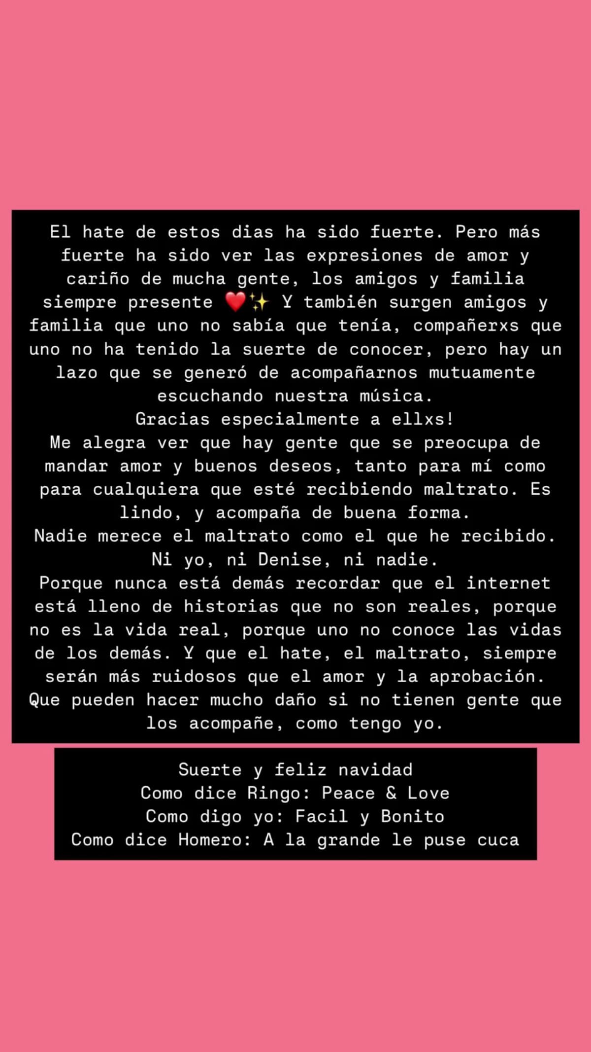 El mensaje completo de Camilo Zicavo en Instagram.