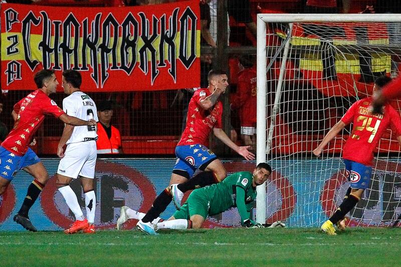 Unión Española venció a Palestino en el "Clásico de Colonias". Foto: Aton.