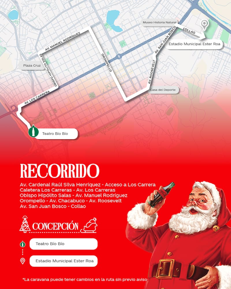 Por estas calles de Concepción avanzarán los camiones del evento. Foto: Coca Cola Chile.
