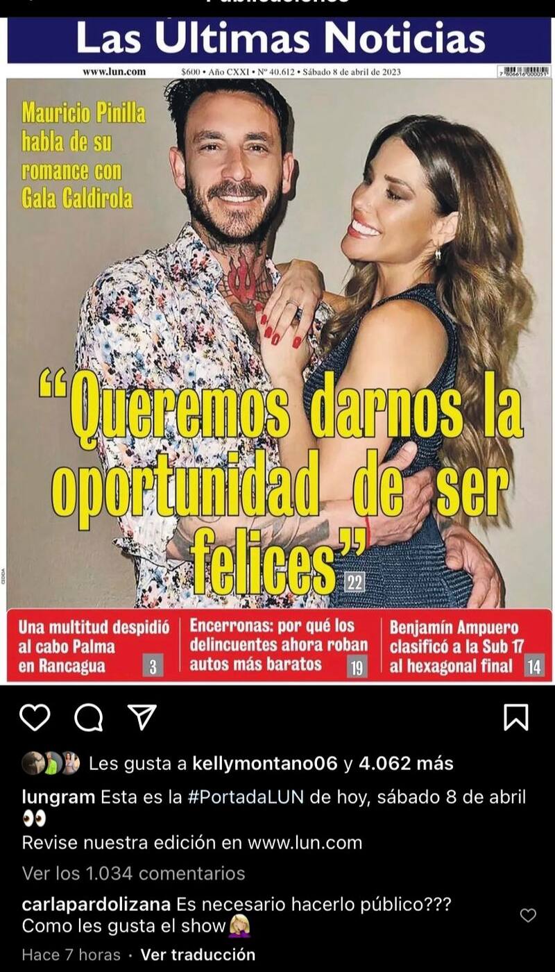Comentario de Carla Pardo en el Instagram de LUN/ Instagram
