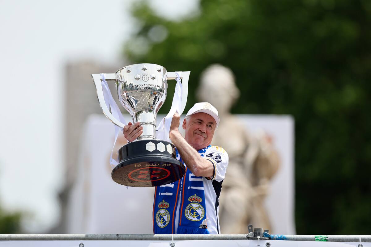 en los festejos del título de Liga de Real Madrid. EFE