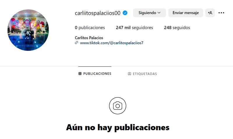 Carlos Palacios borró todas sus fotos en Instgram