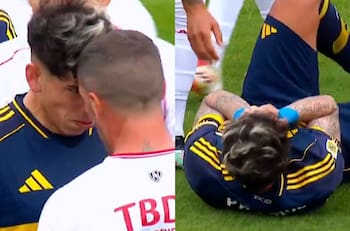VIDEO | Terminó en el piso: Carlos Palacios protagoniza tenso cruce en Boca Juniors