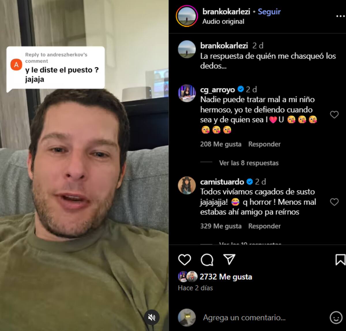 La abogada y conductora de TV comentó la publicación de Branko Karlezi.