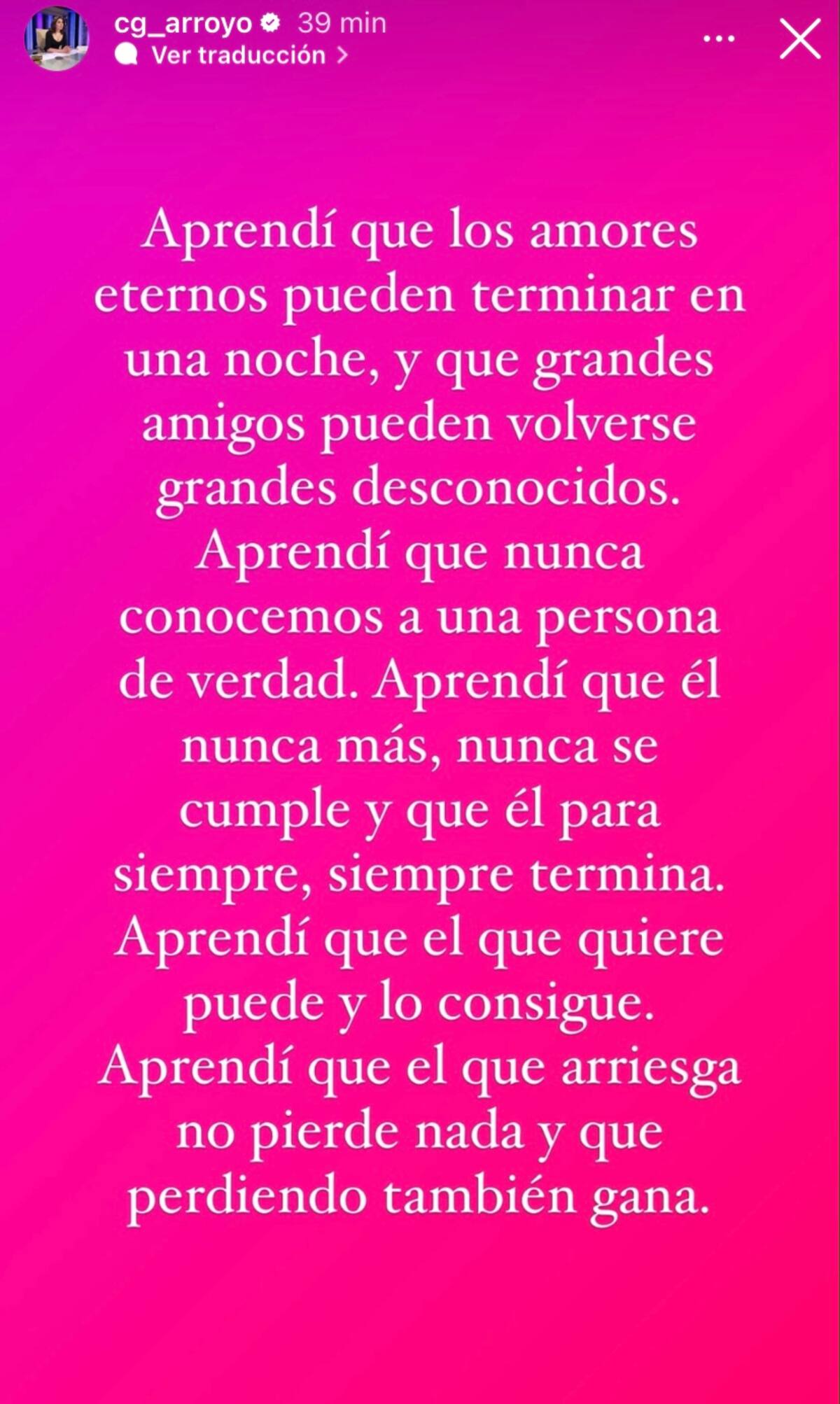 Carmen Gloria Arroyo y su reflexión.