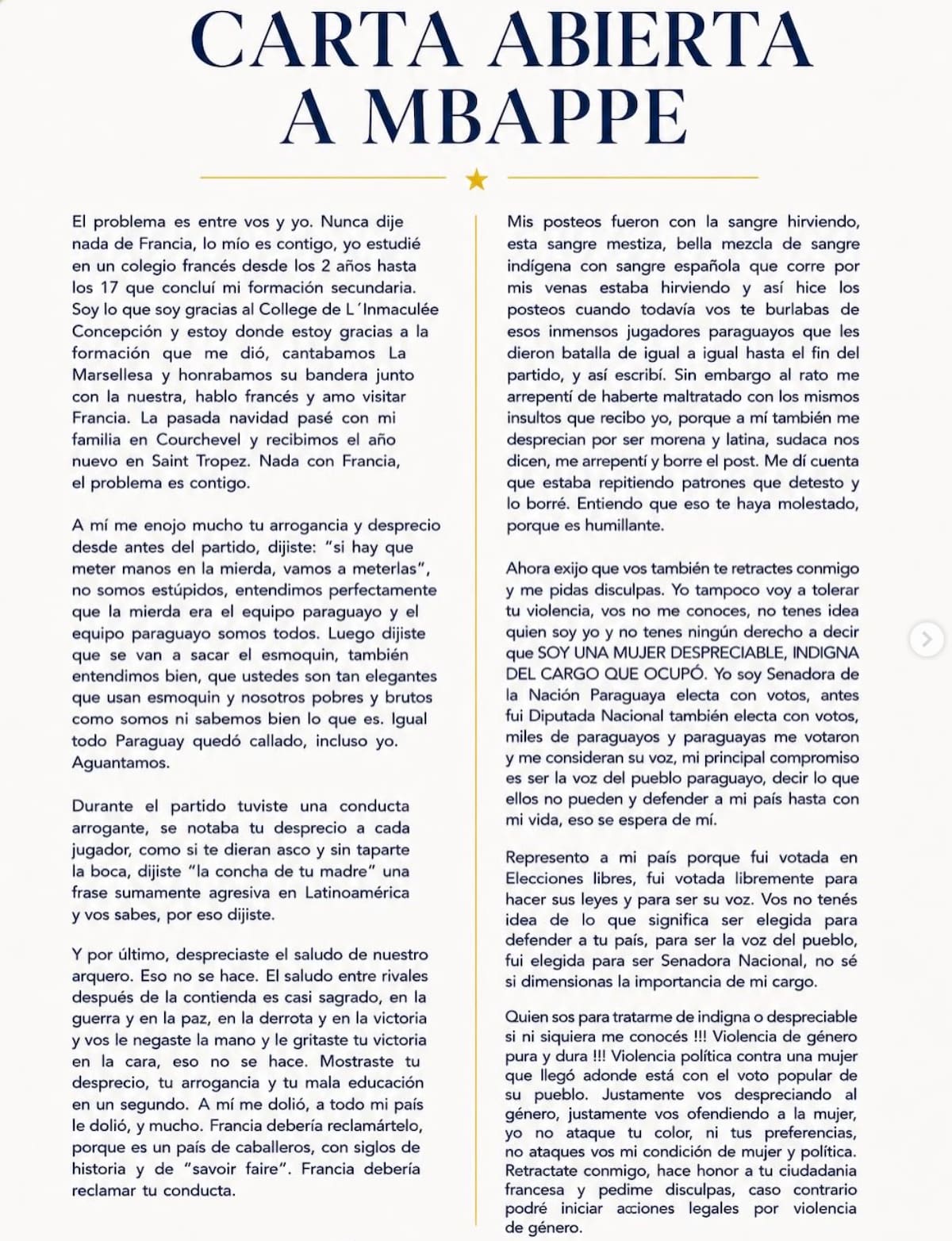 El insólito comunicado de Celeste Amarilla.