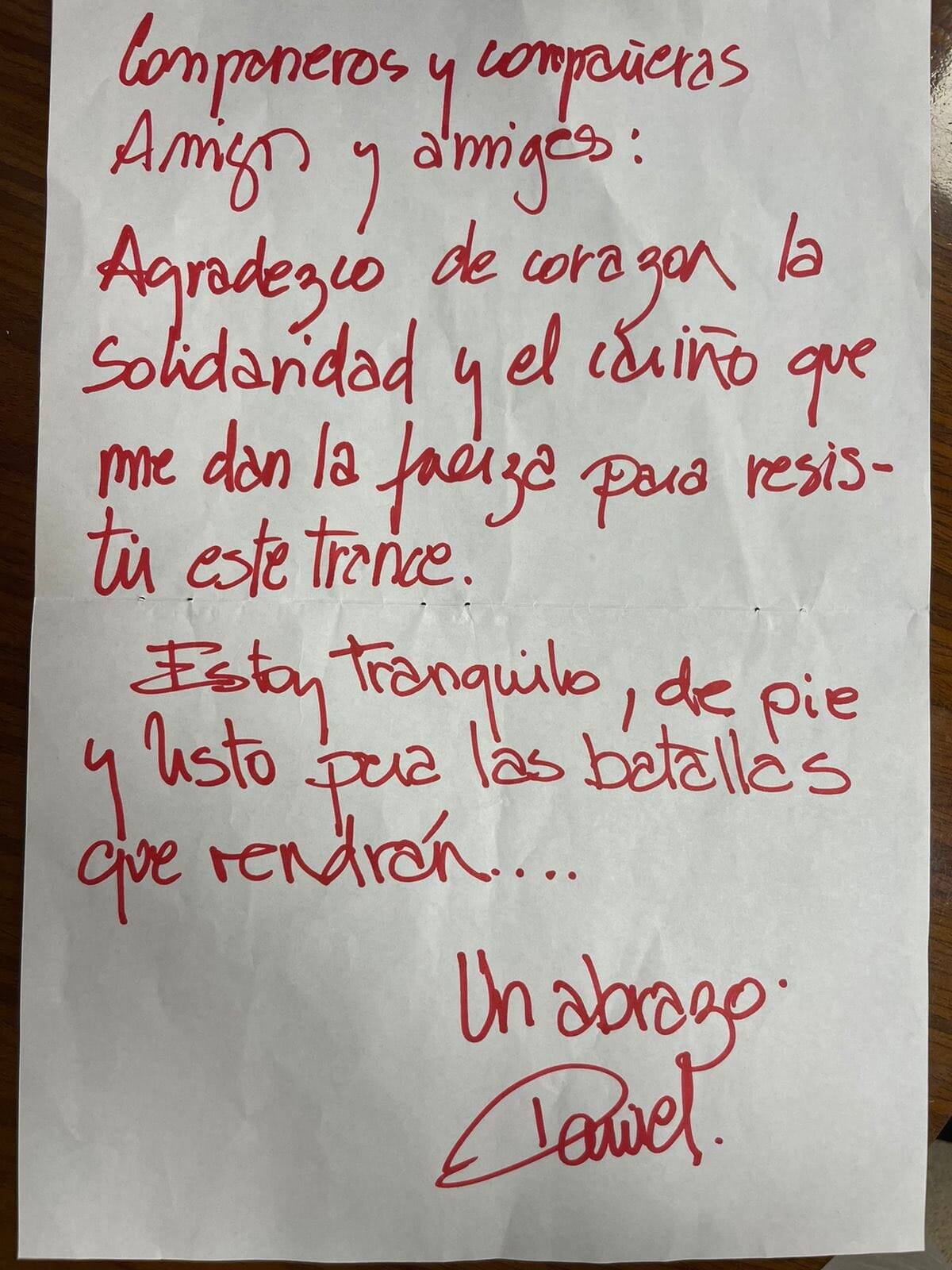 Esta es la carta que envió Daniel Jadue desde su prisión preventiva en Capitán Yáber.