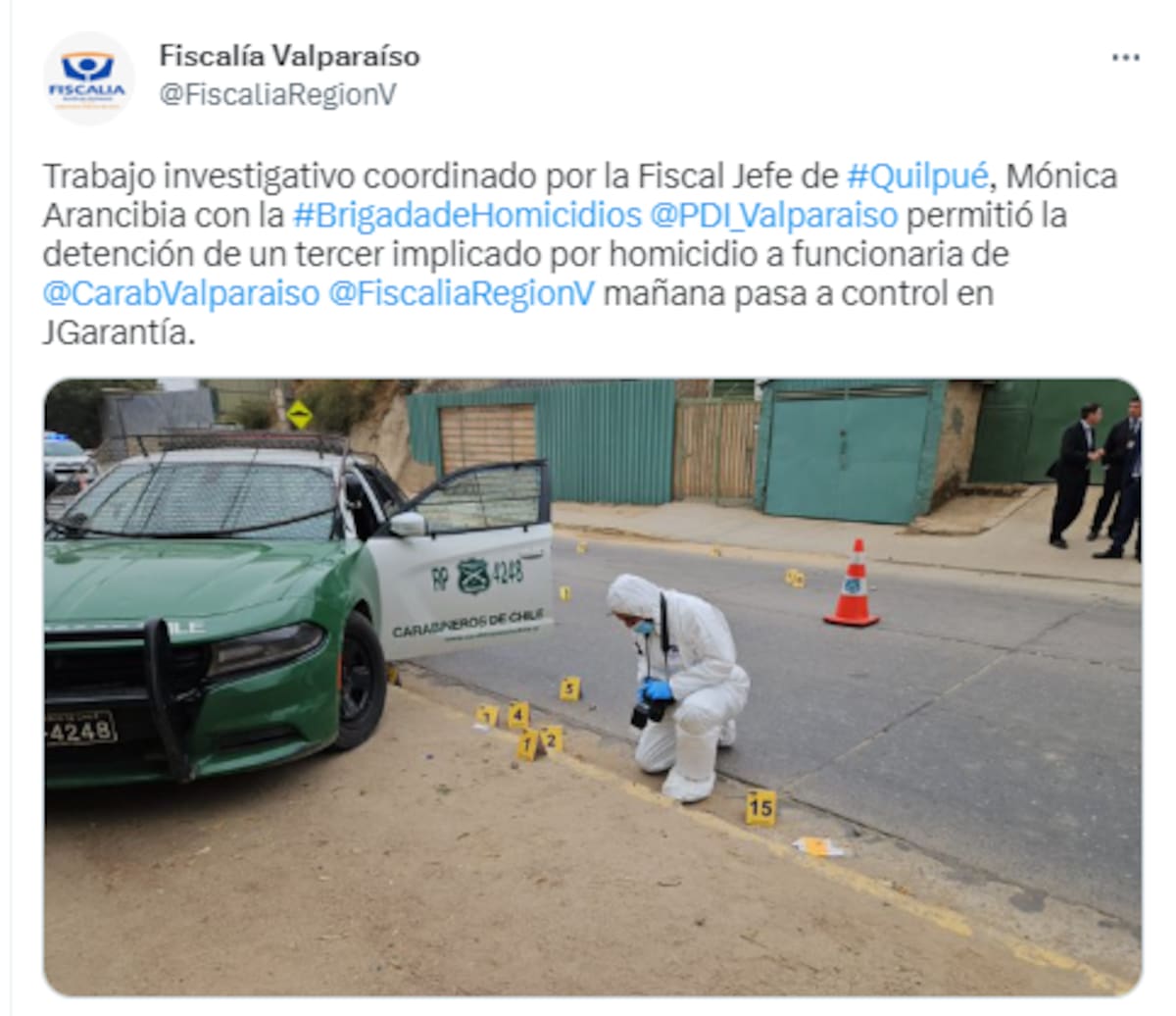 Detienen a tercer implicado en el homicidio de la sargento. Créditos: Fiscalía de Valparaíso