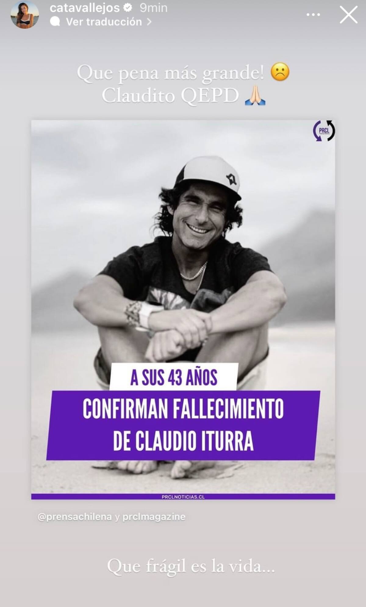 Cata Vallejos envió condolencias a la familia de Claudio Iturra.