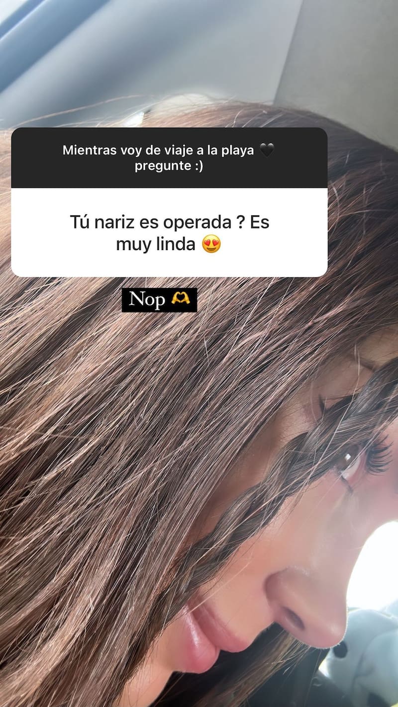 Historia de Cata Vallejos respondiendo pregunta sobre su nariz. Créditos: Instagram