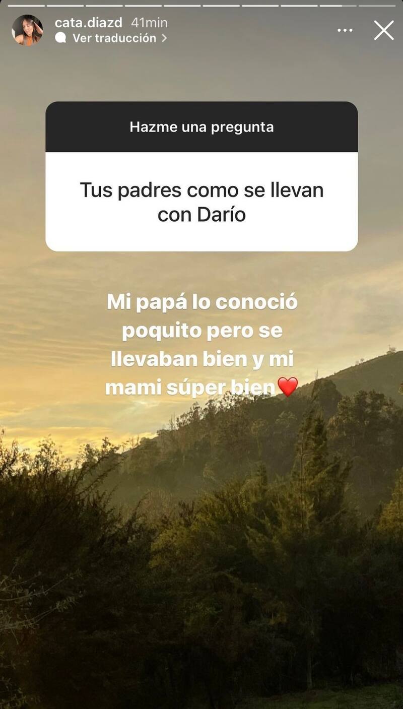 Catalina Díaz responde sobre la relación de Darío Osorio con sus padres. Foto: Instagram.