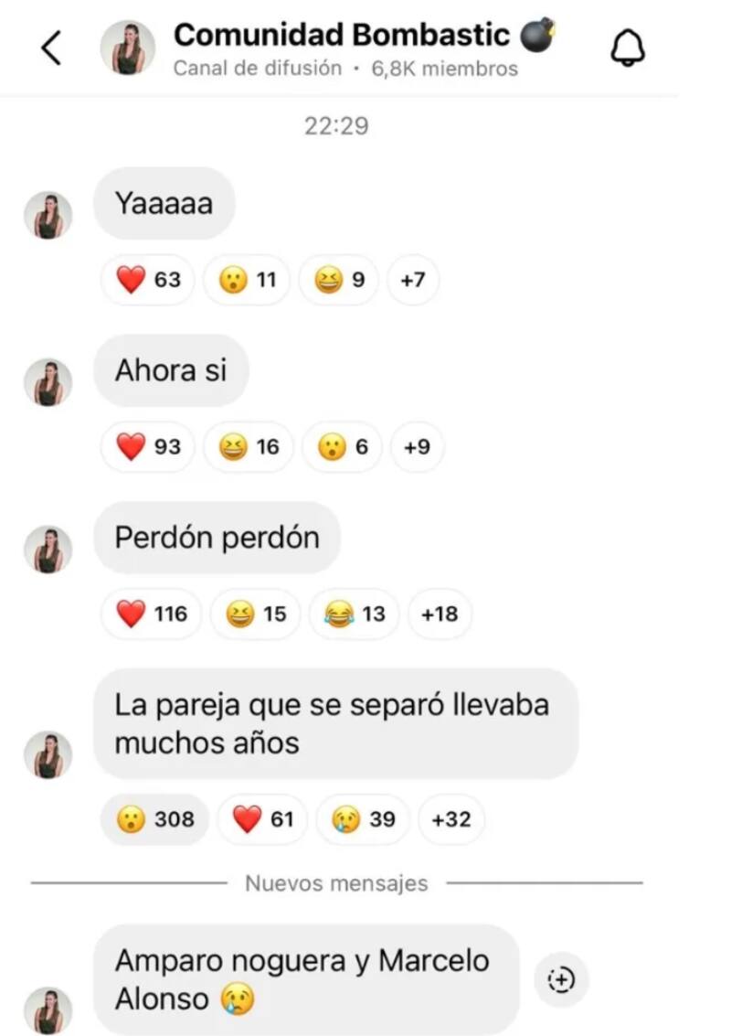 Cecilia Gutiérrez aseguró que Amparo Noguera y Marcelo Alonso se separaron.