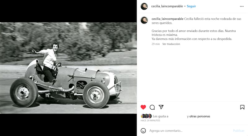La cuenta de Cecilia, La Incomparable informó la muerte de la cantante.