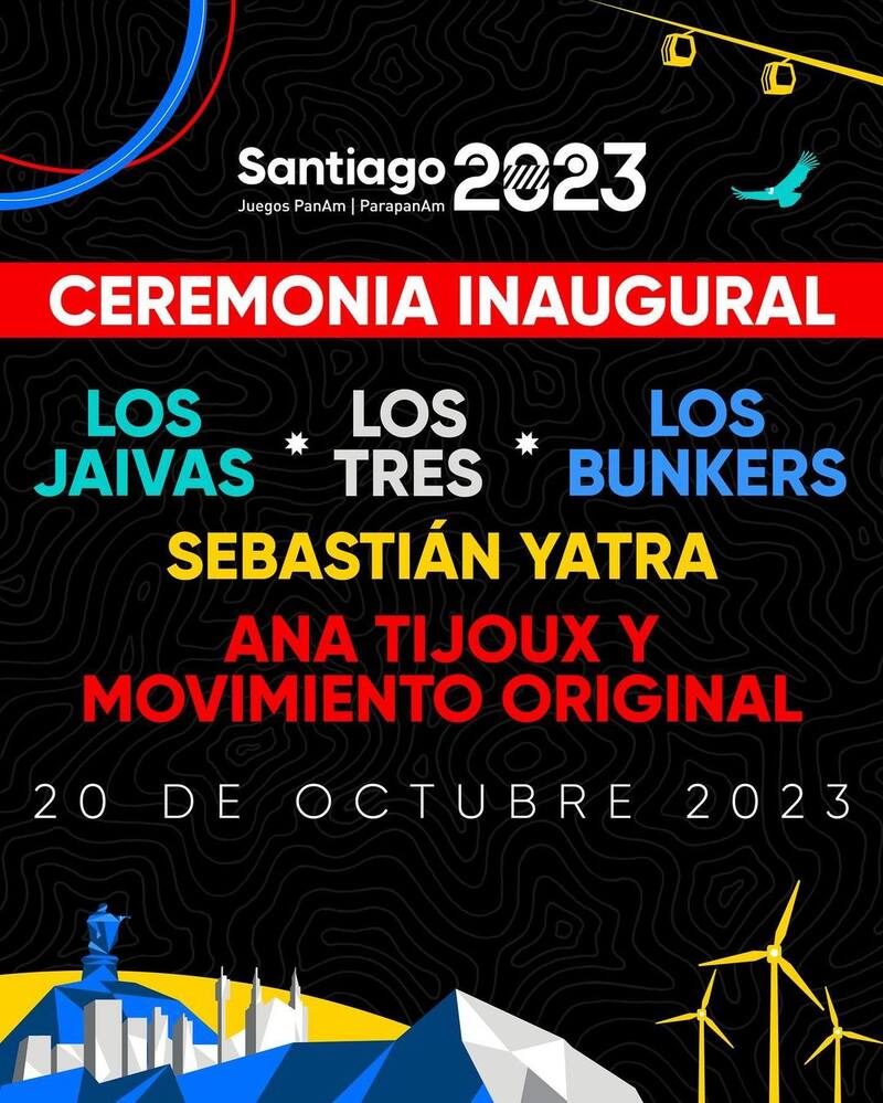 Las bandas y artistas que estarán en la Ceremonia Inaugural Santiago 2023.