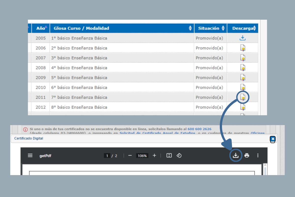 Deberás seleccionar esos botones para descargar el documento.