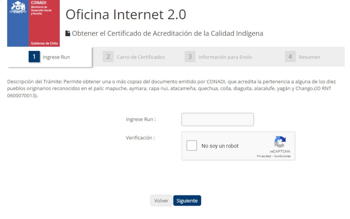 Así se obtiene uno de los certificados de ChileAtiende. Créditos: chileatiende.gol.cl