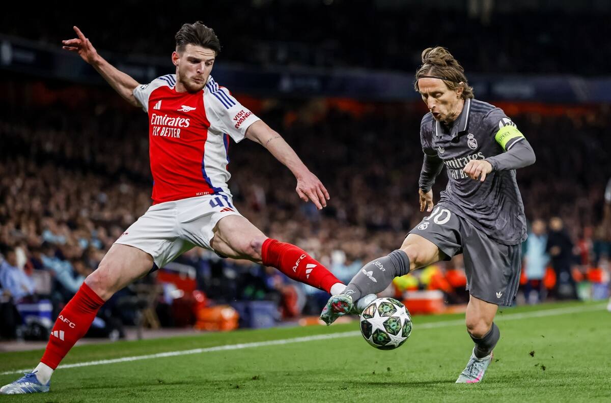 A lo Roberto Carlos: el golazo de Declan Rice para Arsenal vs Real Madrid