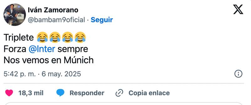 Iván Zamorano festejó el triunfo del Inter.