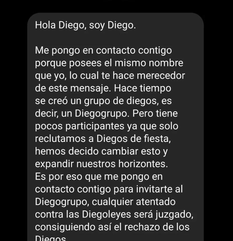 Chat de Diego. Créditos: @pelirrojohungry