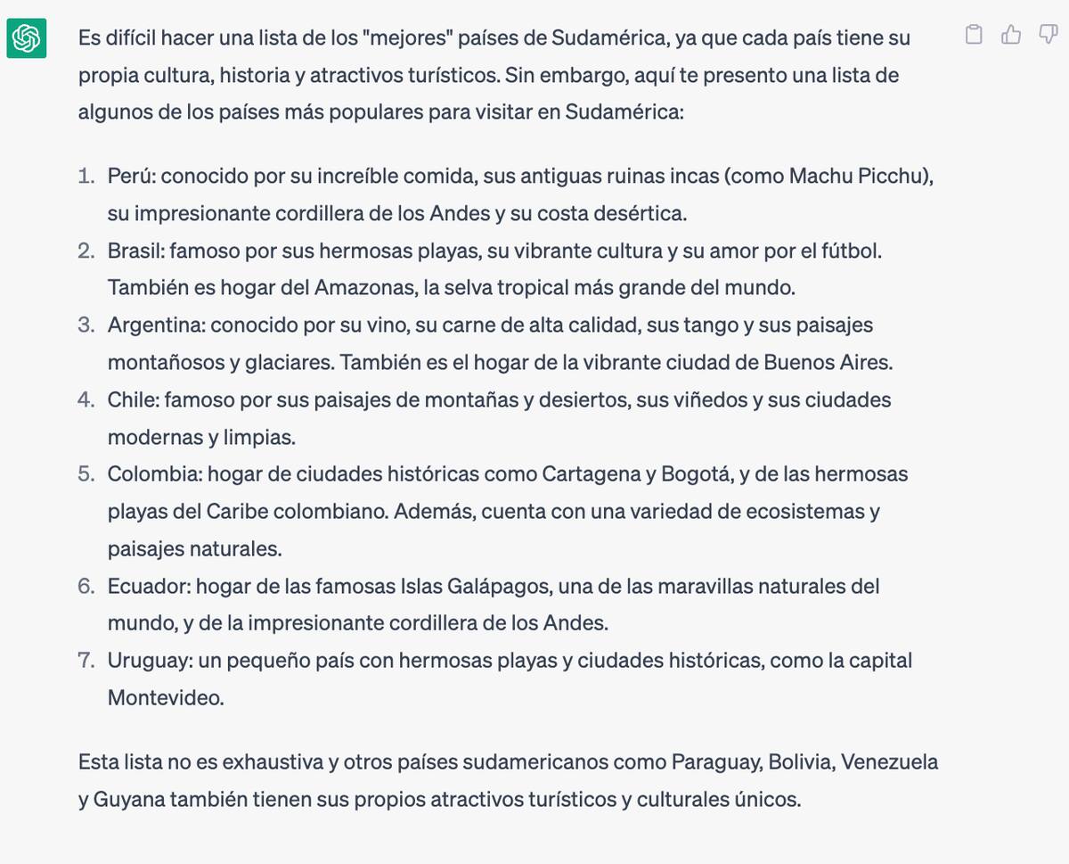 Esta fue la respuesta a nuestra pregunta sobre los mejores países de Sudamérica.