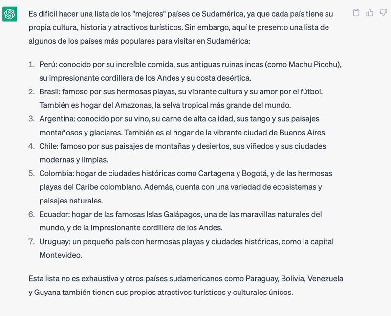 Esta fue la respuesta a nuestra pregunta sobre los mejores países de Sudamérica.