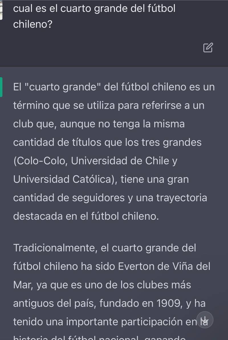 Una de las respuestas del Chat GPT se inclina por Everton.