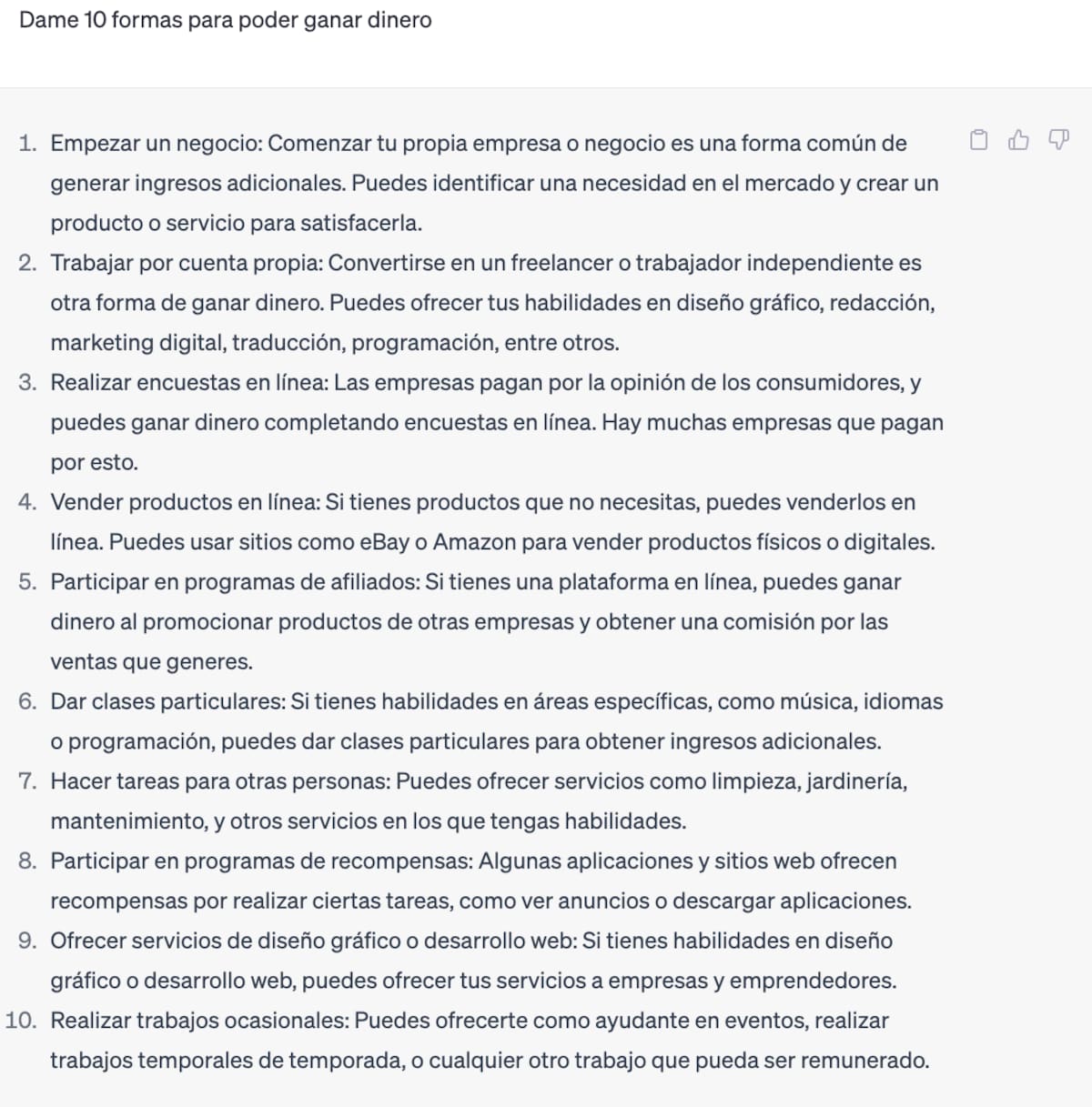 Esta fue la respuesta que nos entregó Chat GPT.