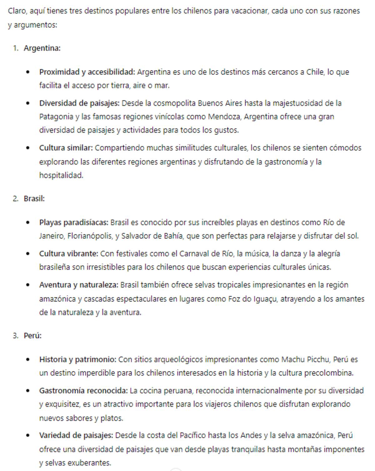 La respuesta dada por la Inteligencia Artificial.