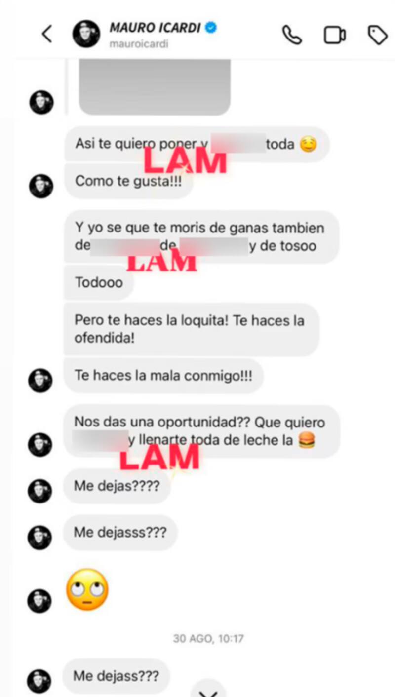 La conversación filtrada entre Mauro Icardi y Wanda Nara. Créditos: LAM