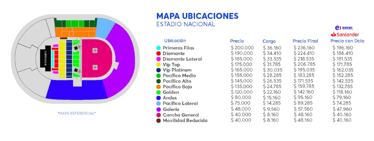 Precios de su concierto en Chile 2026 (Santiago)