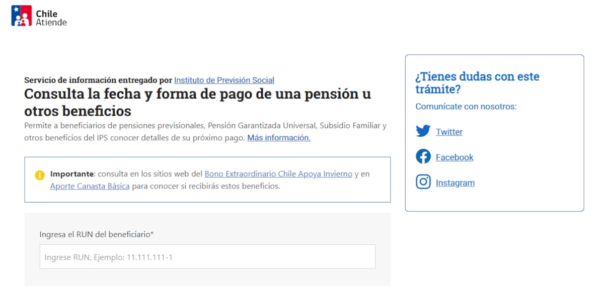 Ingresa a esta plataforma para saber si recibes el beneficio. Créditos: ChileAtiende.