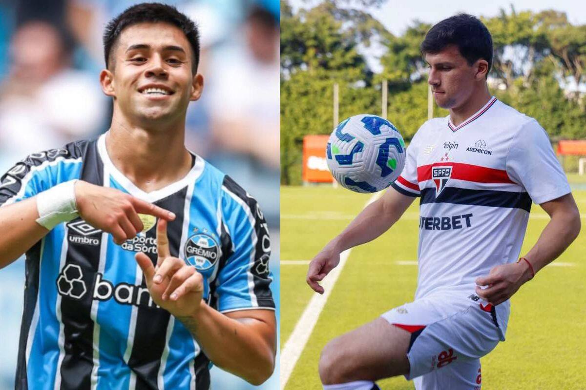 Alexander Aravena vs. Gonzalo Tapia. Solo uno de los delanteros formados en la UC estarán en la Arena do Gremio.