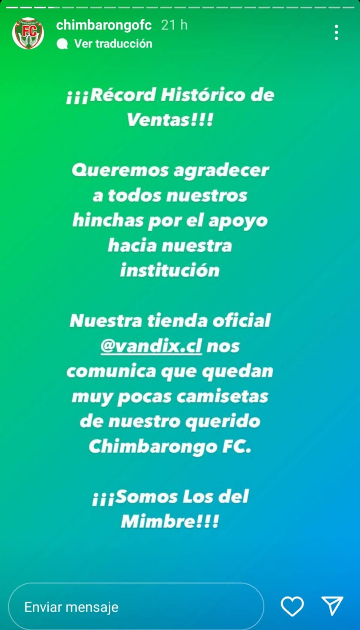Chimbarongo FC festejó en redes sociales.
