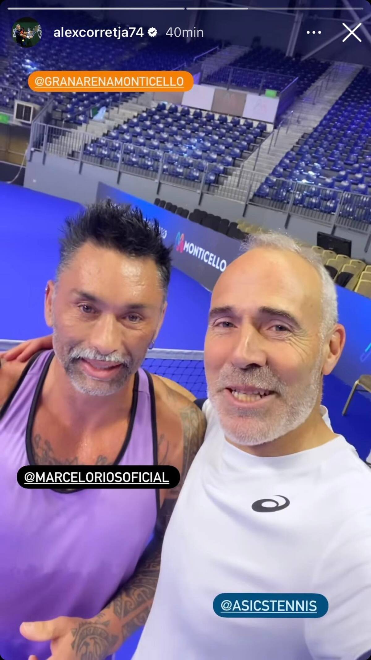 Marcelo Ríos y Álex Corretja animarán un partido de exhibición esta noche en el Arena Monticello.