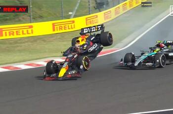 VIDEO | ¡Verstappen salió volando! Espectacular choque con Lewis Hamilton en el Gran Premio de Hungría
