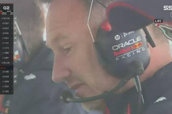 Christian Horner se hace viral por su reacción cuando vio que Checo Pérez largará 12 en el GP de Canadá