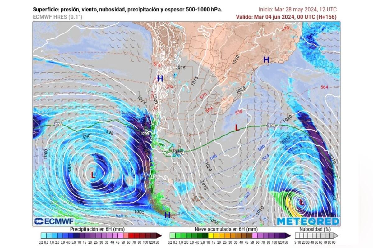 Ciclón en Chile. Descubre qué regiones se verán afectadas y desde cuándo. (Foto: Meteored)