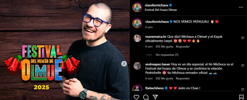 compartió en su cuenta de Instagram su participación en el Festival. "NOS VEMOS PATAGUAL!".