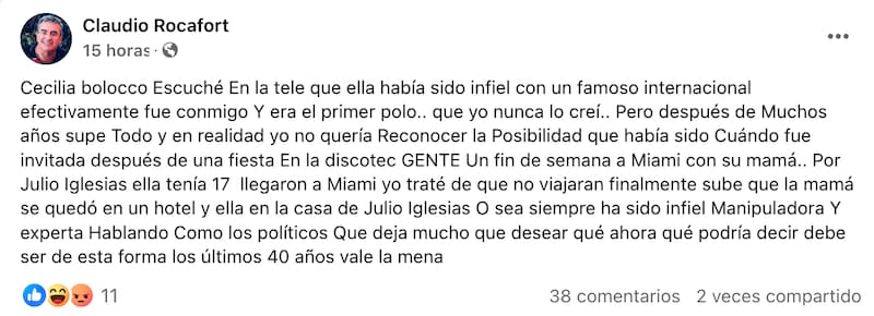Claudio Rocafort fue expareja de Cecilia Bolocco.