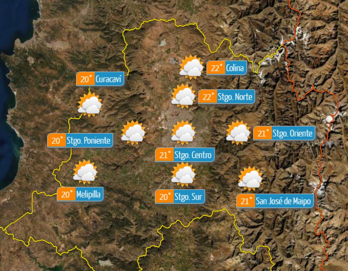 Se espera que Curacaví, Santiago Poniente y Melipilla sean las comunas más frías de este miércoles.
