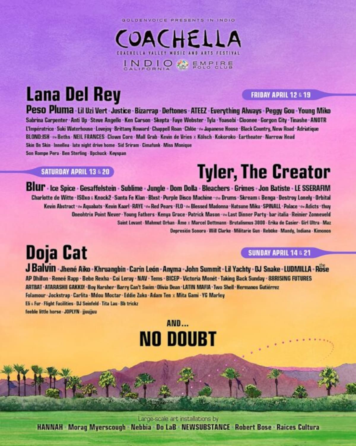 Estos son los artistas que se presentarán en el Festival Coachella 2024