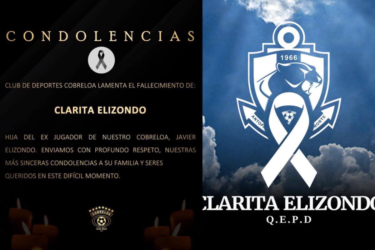 Ambos clubes mostraron sus muestras de apoyo por el fallecimiento de la hija de Javier Elizondo.
