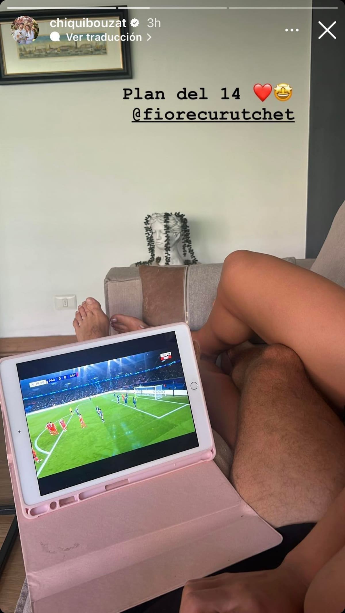 Historia de Instagram de Agustín Bouzat en el Día de los Enamorados.