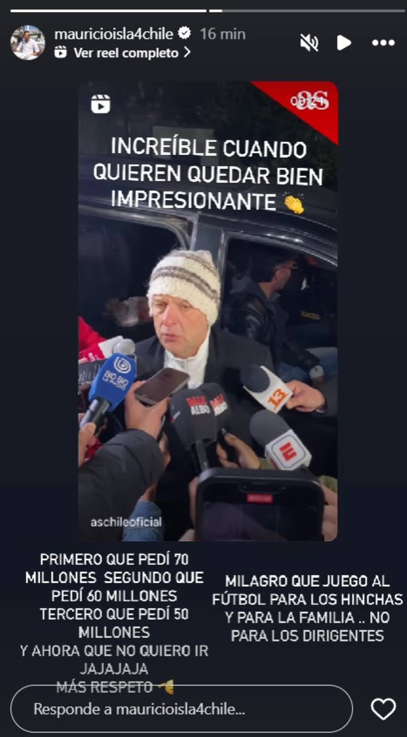 El descargo de Mauricio Isla.