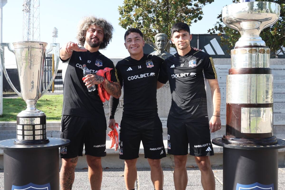 Maximiliano Falcón, Cristián Zavala y Cristián Riquelme en la pretemporada de Colo Colo