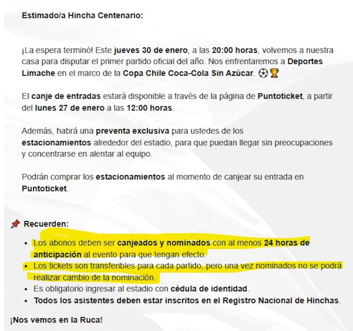 Los detalles del canje de abonos 2025.