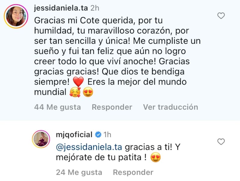 Comentario María José Quintanilla / Créditos: Instagram